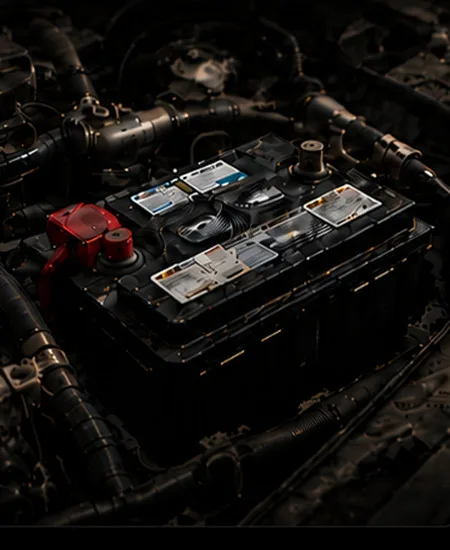 Aging automotive battery inside an engine bay